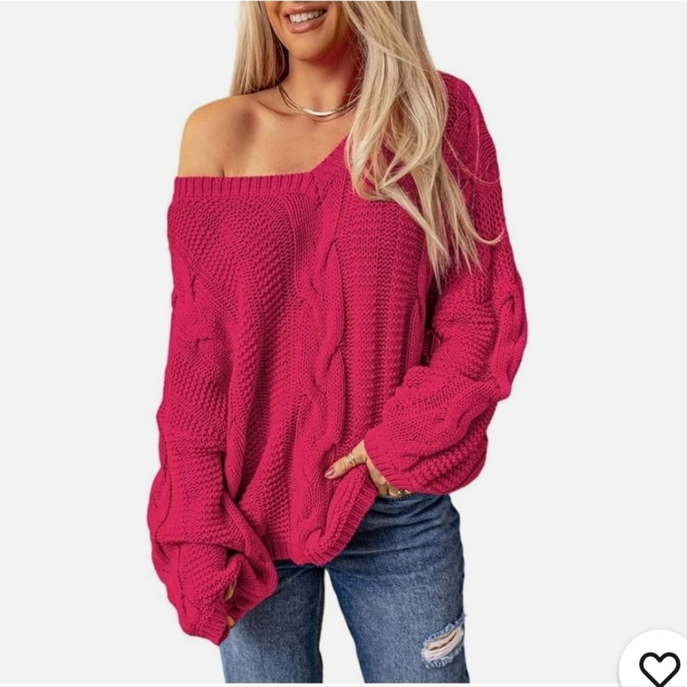 Cozy Pink Cable Knit Sweater